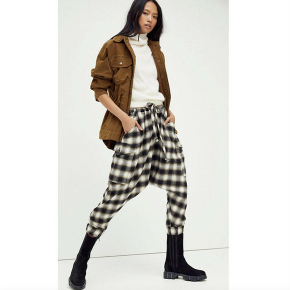 Nicholas K Angie Pants Medium Plaid Harem SAGE NEW